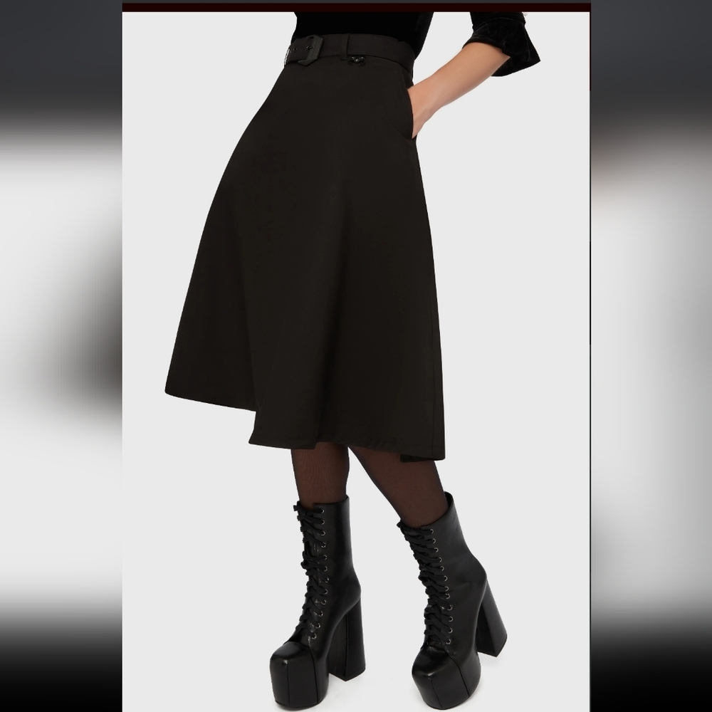 Killstar Black A-Line Skirt with Belt
